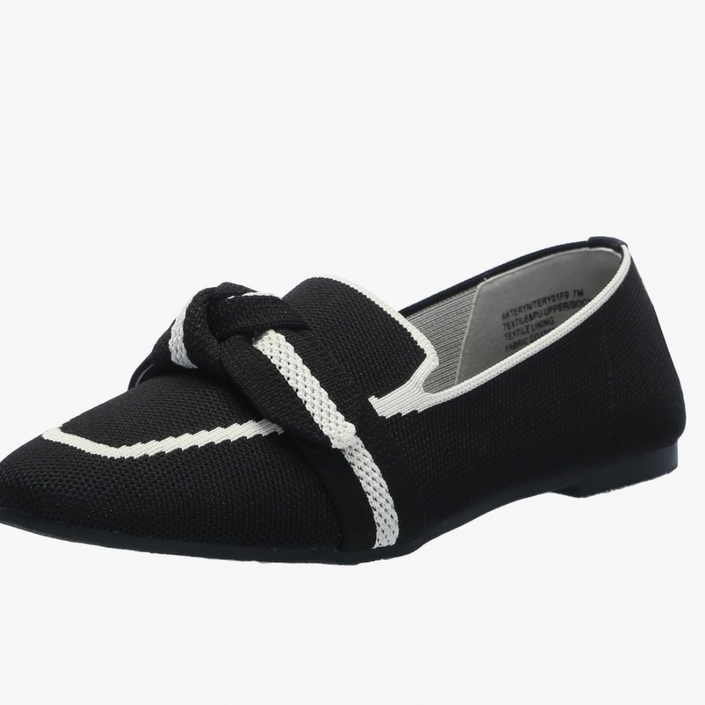 Anne Klein Black White Knit Bow Teryn Loafers Flats Women's Size 8M - Picture 1 of 12